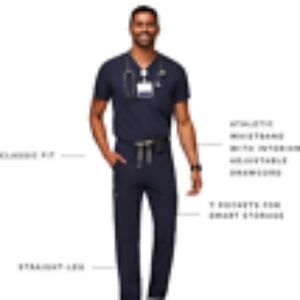 New Figs Mens Axim Cargo Pants Scrubs Navy Blue Size XL Short - T2001S